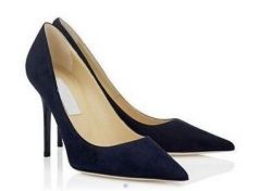 Маркови обувки на ток естествена кожа велур тъмно сини, НАЛИЧНИ 39 номер