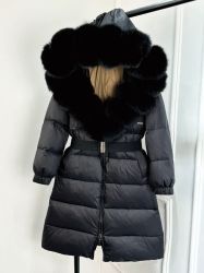 Луксозно яке от естествена лисица с качулка, голямо, 90% гъши пух, дебело и топло