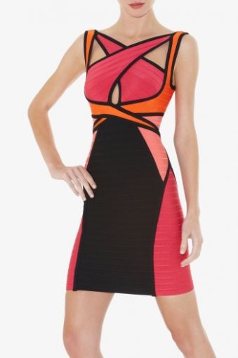 Цветна Дамска рокля Herve Leger с преплетени презрамки отпред