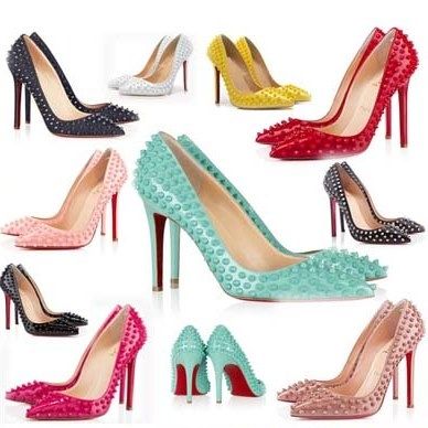 Дамски маркови обувки с червена подметка, с шипчета