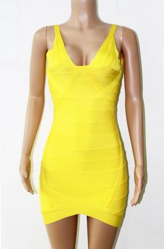 Къса рокля Herve Leger 2016 с дълбока V-образно деколте 