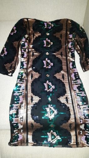 Елегантна дамска рокля с ръкав с пайети, НАЛИЧНА S, M, L