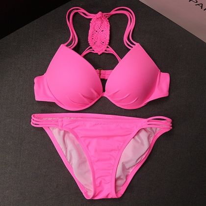 Оригинални Бански Виктория Сикрет с плетеница на гърба в три цвята