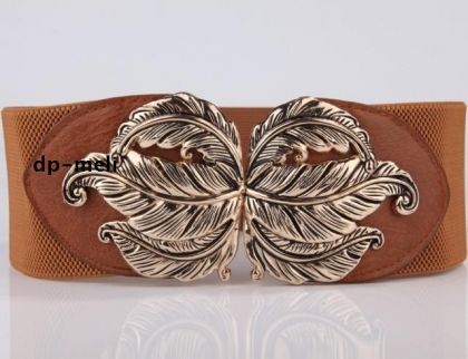 Елегантен широк ластичен колан с голяма метална тока