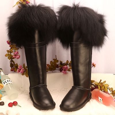 Зимни ботуши естествена кожа или велур с ествествен косъм лисица