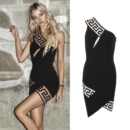 Ластична рокля Herve Leger с едно рамо 