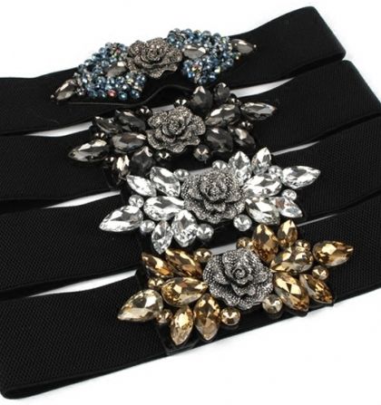 Еластичен колан с кристално цвете