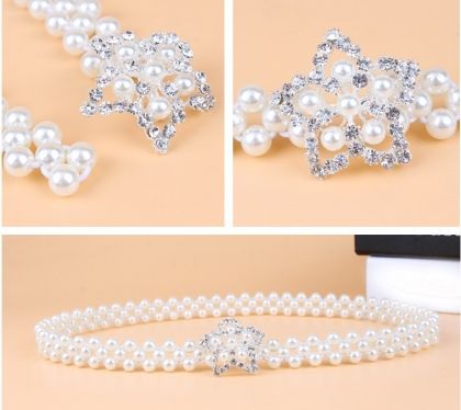 Ластичен колан от перли с цвете или панделка от камъни