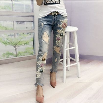 Дълги дънки с розички