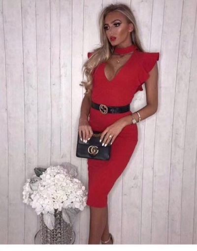 Вечерна елегантна рокля Herve Leger с дълбоко деколте