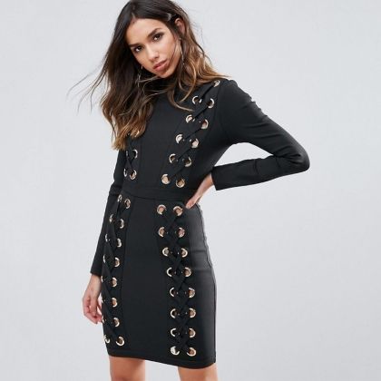 Дамска рокля Herve Leger с големи капси