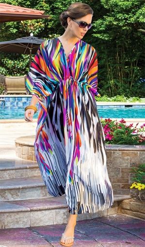 Модна дълга широка цветна плажна рокля памук