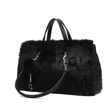 Дамска чанта естествена заешка кожа