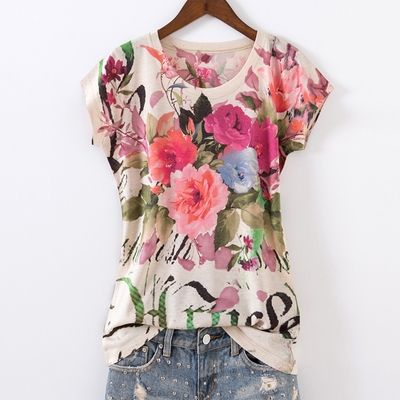 Дамска блуза с къс ръкав с камъни 