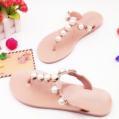 Силиконови маркови дамски чехли с перли Мелиса