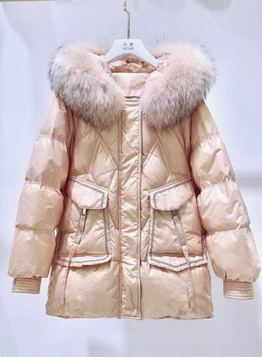 Дамско яке с гъши пух с  голяма яка 