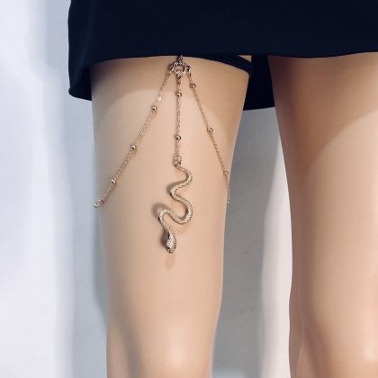 Украшение за бедро и крак с тънки верижки и змия