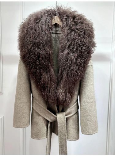  Eстествено вълнено палто от монголска овча кожа, топло вълнено, от кашмир
