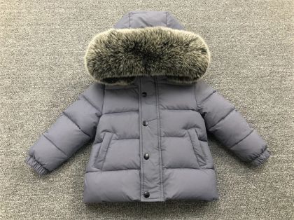 Детскo зимнo яке с гъши пух и качулка естествен косъм