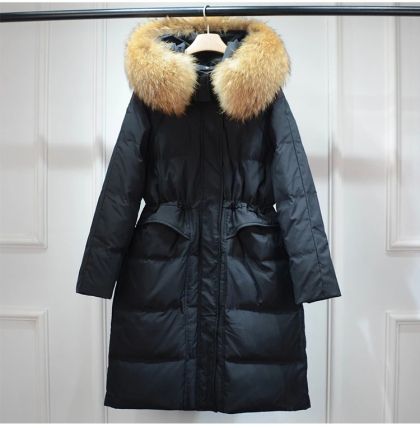 Голямо естествено палто  с качулка от миеща мечка , дълго, пухено, НАЛИЧНО в размер М