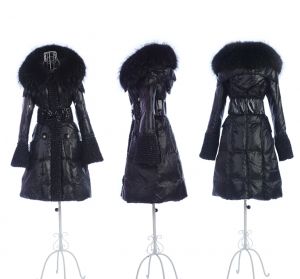 Зимно яке BLESSEDLY с гъши пух и яка от естествен косъм