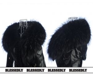 Зимно яке BLESSEDLY с гъши пух и яка от естествен косъм