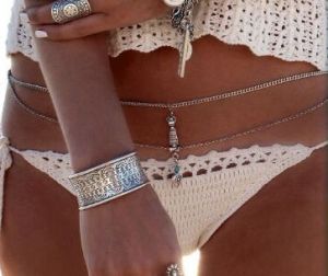 Тънка двойна верижка украшение за талия с висулка