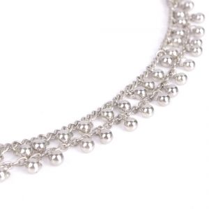 Гривна украшение за глезен с тънък двоен синджир с малки топчета