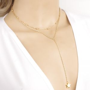 Висящо колие двоен тънък синджир ЗВЕЗДИЧКА