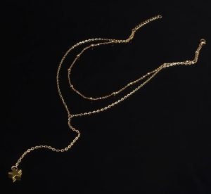Висящо колие двоен тънък синджир ЗВЕЗДИЧКА