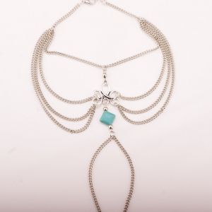 Бижу украшение за стъпала със син камък и възел