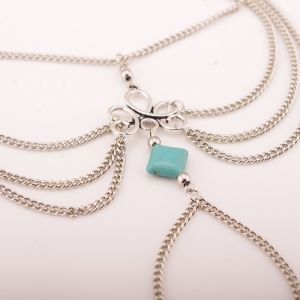 Бижу украшение за стъпала със син камък и възел