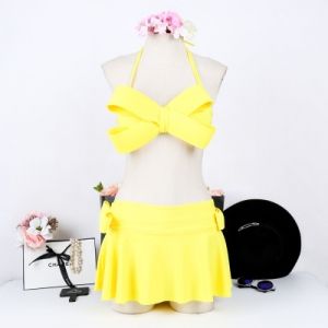 Моден бански с панделка от три части с пола 