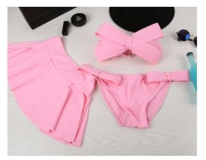 Моден бански с панделка от три части с пола 