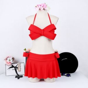 Моден бански с панделка от три части с пола 