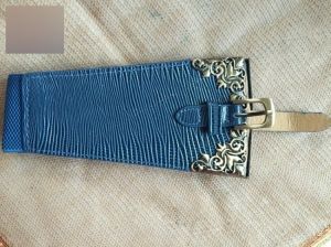 Широк ластичен колан с кожа, метални елементи