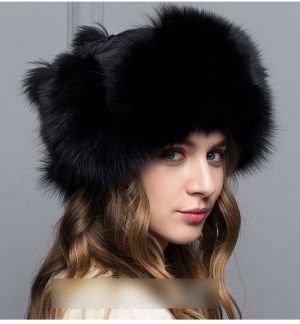Зимна дамска шапка с естествен дълъг косъм лисица шушляк
