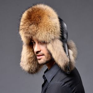 Зимна шапка УНИСЕКС естествена кожа с естествен дълъг косъм миеща мечка 