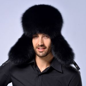 Зимна шапка УНИСЕКС естествена кожа с естествен дълъг косъм лисица