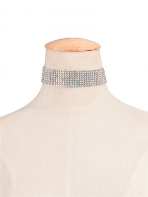 Чокър за врат с кристални камъни 1.5 см