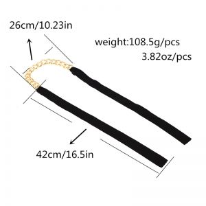 Чокър за врат дебела метална верига с кадифена панделка, НАЛИЧНА