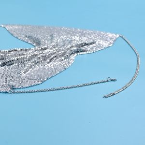 Късо блестящо бюстие с кристални камъни в три цвята