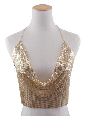 Късо блестящо бюстие с кристални камъни в три цвята