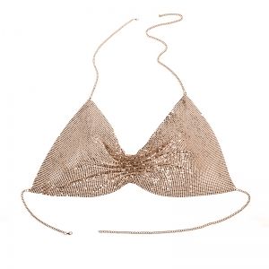 Късо блестящо бюстие с кристални камъни в три цвята