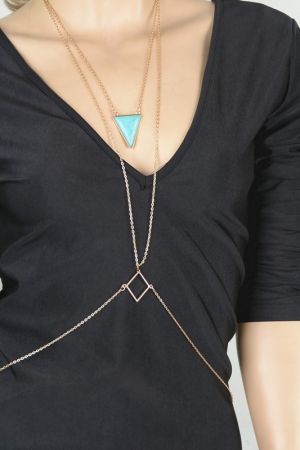 Бижу украшение за деколте със син камък