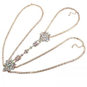 Бижу украшение за тяло дебела верига и големи кристални камъни