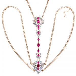 Бижу украшение за тяло дебела верига и големи кристални камъни