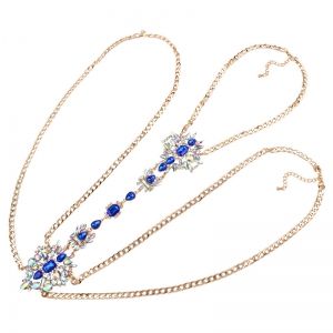 Бижу украшение за тяло дебела верига и големи кристални камъни