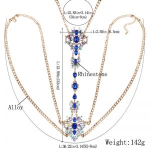 Бижу украшение за тяло дебела верига и големи кристални камъни