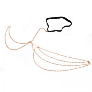 Украшение за бедро и крак с тънки верижки и камък